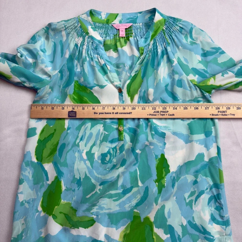 Lilly Pulitzer XS Elsa Silk Top First Impressions...FLAW spots on front & sleeve